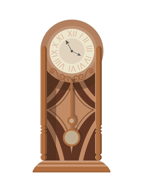 Reloj de péndulo tradicional de pie o de mesa con decoración de madera tallada.