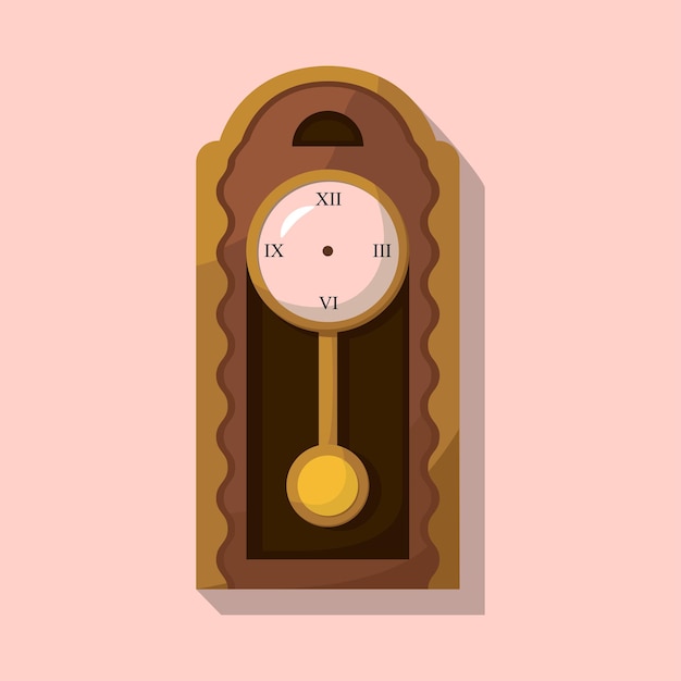 Reloj De Péndulo Vintage De Madera Sin Manos Vector