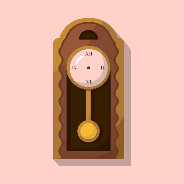 Vector reloj de péndulo vintage de madera sin manos vector