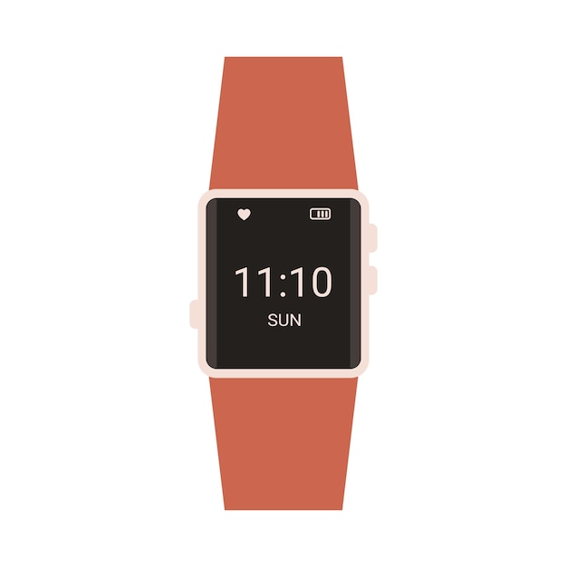 Reloj de pulsera electrónico con pantalla negra cuadrada y correa de cuero marrón