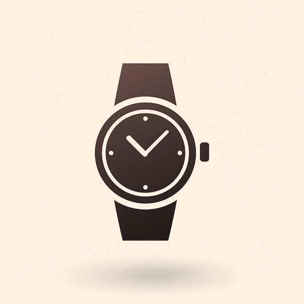 Reloj de pulsera con icono de silueta negra única vectorial
