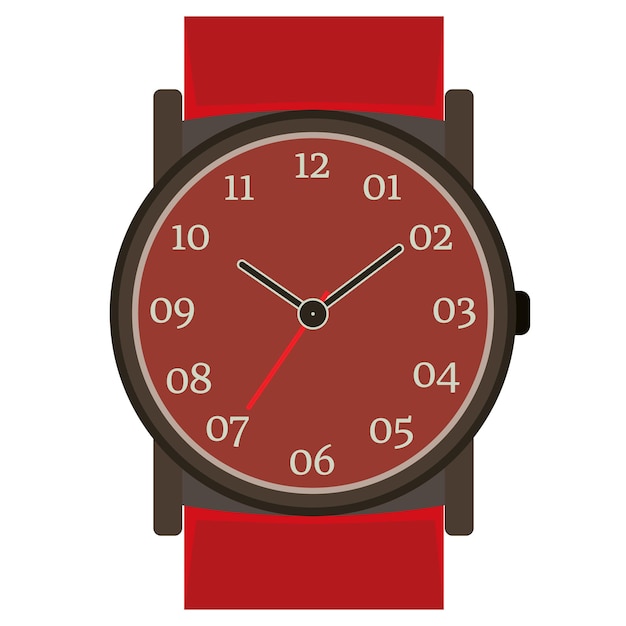 Vector reloj de pulsera mecánico de diseño clásico aislado sobre fondo blanco. esfera de reloj con manecillas de hora, minutos y segundos. ilustración vectorial.