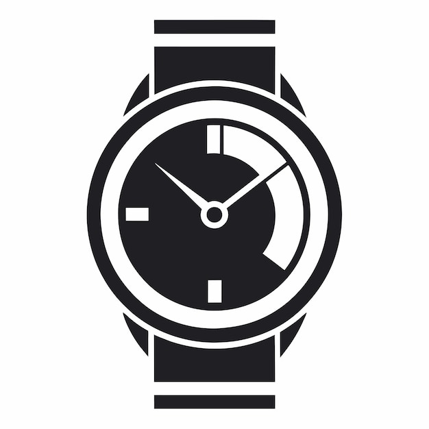 Vector un reloj de pulsera moderno en esquema de colores blanco y negro mostrado sobre un telón de fondo blanco limpio una representación minimalista de una nuez