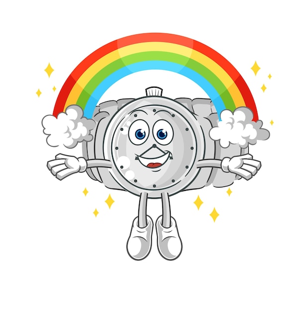 Reloj de pulsera con un vector de dibujos animados de arco iris