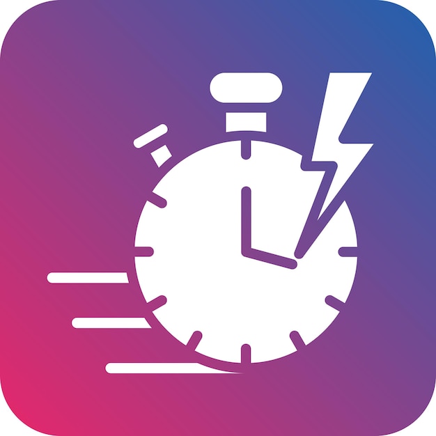 Vector un reloj con un rayo en él y un fondo azul y rosa