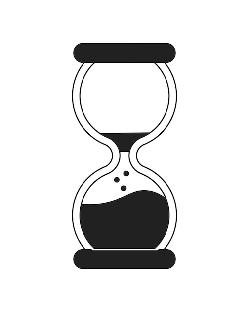 Reloj reloj de arena monocromo objeto vectorial plano