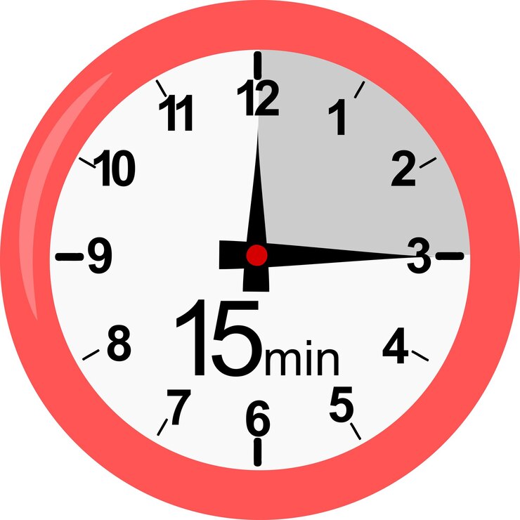 Vector un reloj rojo con el número 15