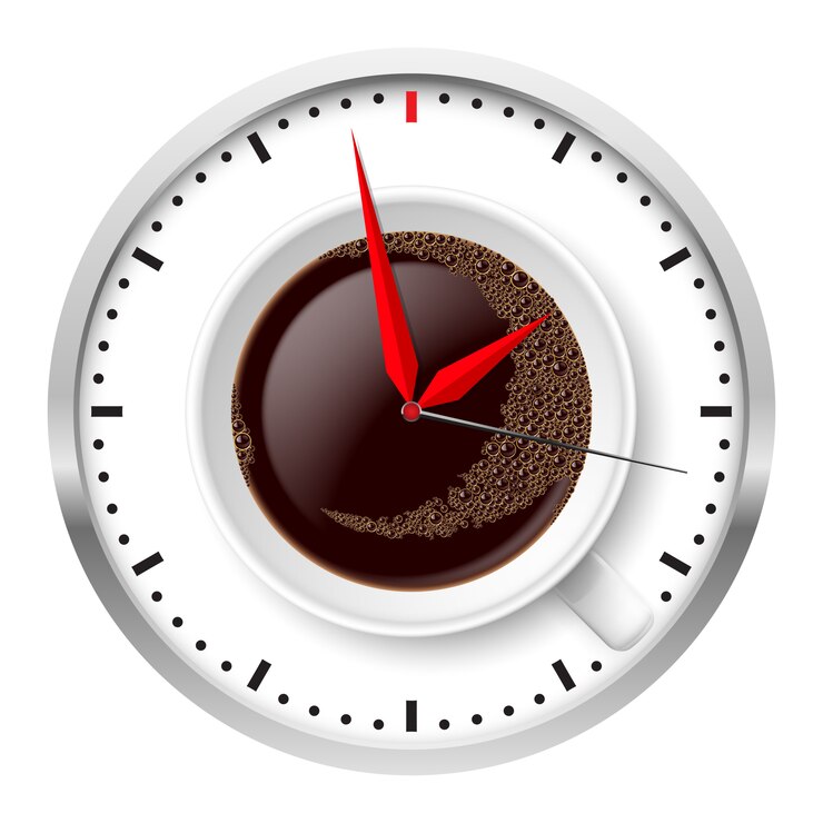 Vector reloj y taza de café