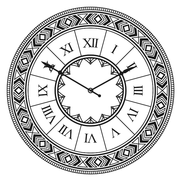 Vector reloj de tiempo antiguo dibujo de reloj de hora aislado sobre fondo blanco