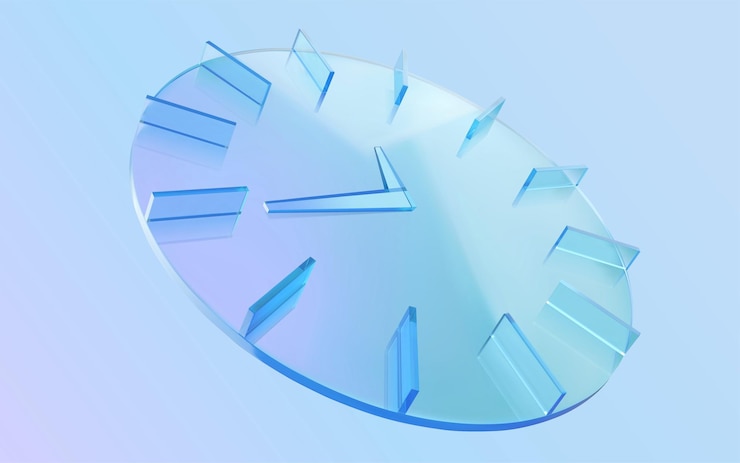 Vector reloj de vidrio azul de círculo 3d