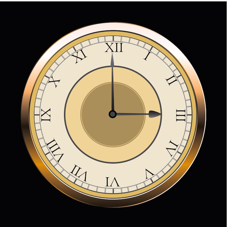 Vector reloj vintage en números romanos aislado en blanco