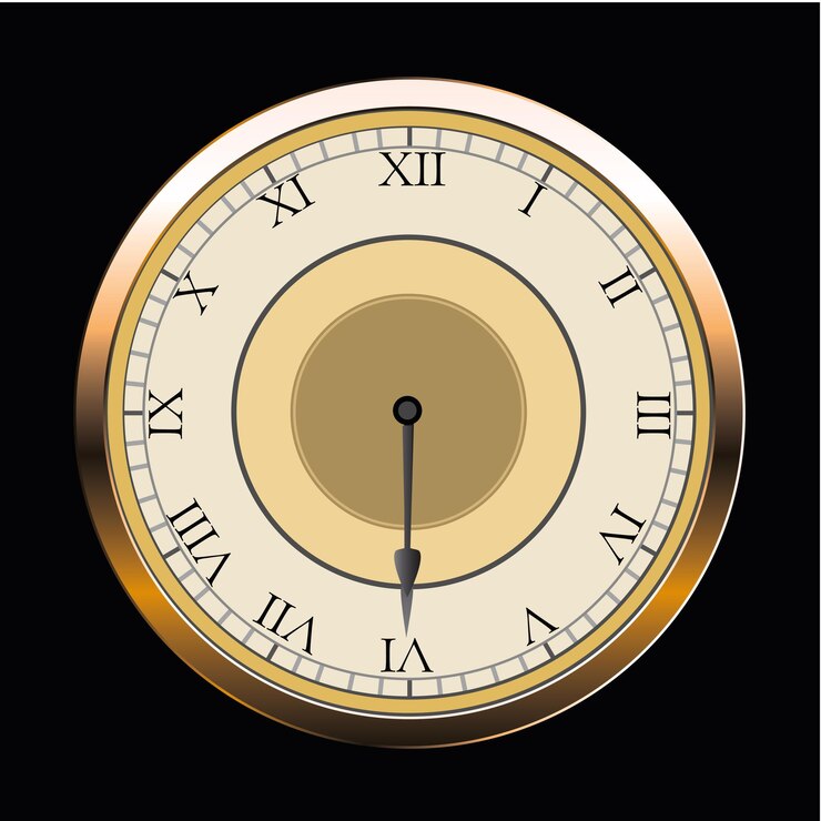 Vector reloj vintage en números romanos aislado en blanco