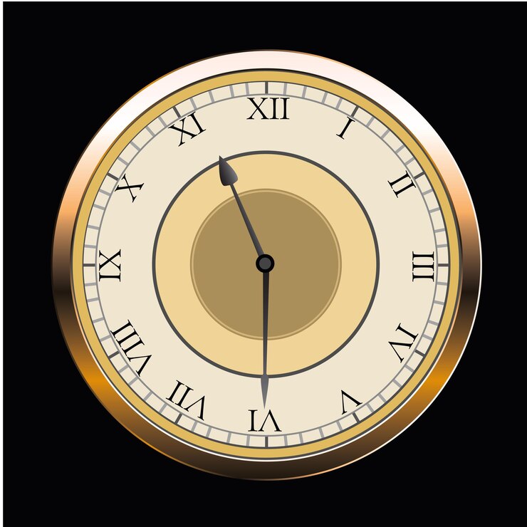 Vector reloj vintage en números romanos aislado en blanco