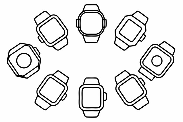 Relojes inteligentes Línea de arte Ejemplos de ilustración Tendencias Inspiración