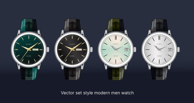 Relojes de muñeca realistas relojes de negocios modernos relojes de estilo conjunto vectorial relojes modernos para hombres