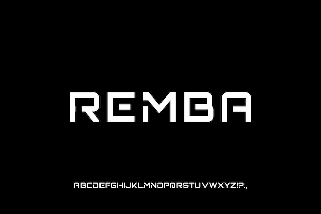 REMBA FONT VECTOR MAYÚSCULAS TECNOLOGÍA FUTURISTA EDITABLE