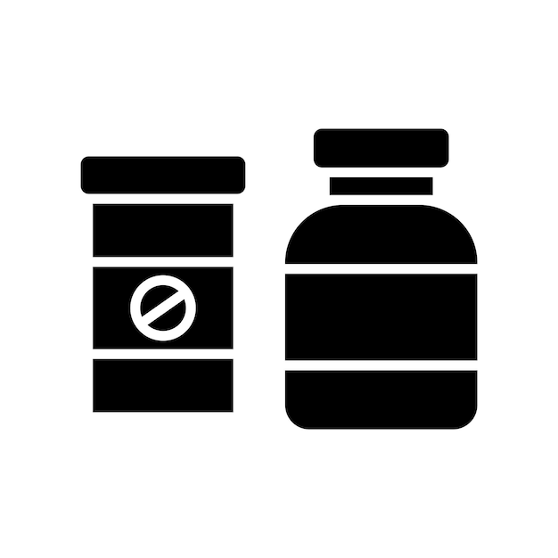 Remedio farmacéutico Curación en una plantilla de vector de íconos de botella