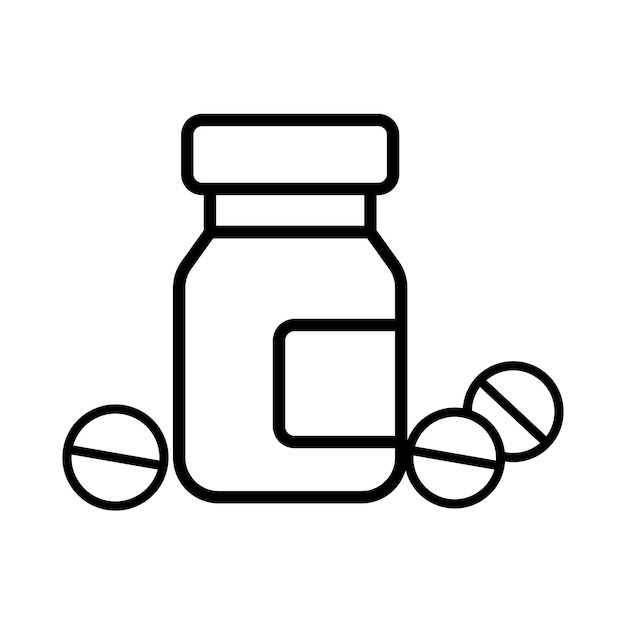 Remedio farmacéutico Curación en una plantilla de vector de íconos de botella