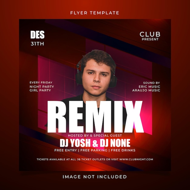 Vector remix party flyer template