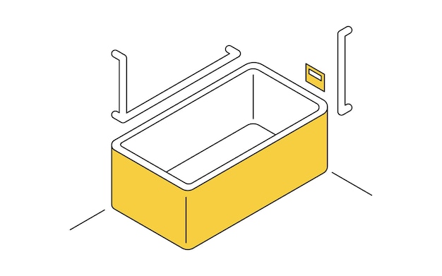 Vector remodelación de la casa del cuidador remodelación para agregar barandillas al baño ilustración isométrica simple