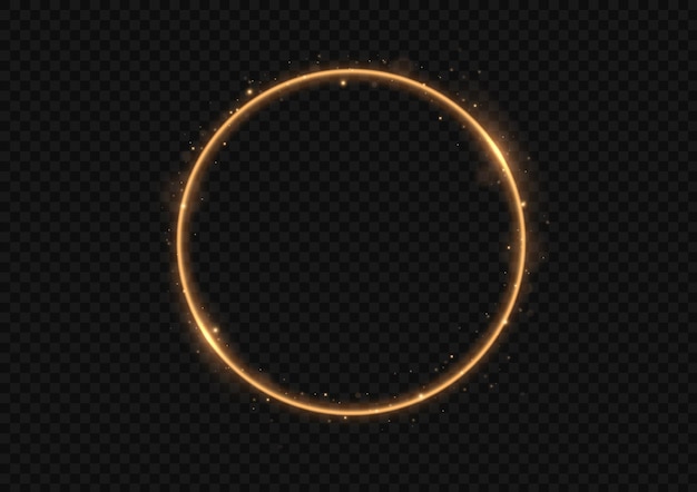 Remolino dorado Curva línea amarilla efecto de luz Círculo brillante Portal de podio de pedestal de oro claro Vector