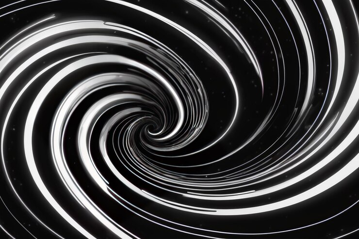 Vector un remolino de luz una imagen de otro mundo en blanco y negro capturando bandas de vórtice giratorias en conce