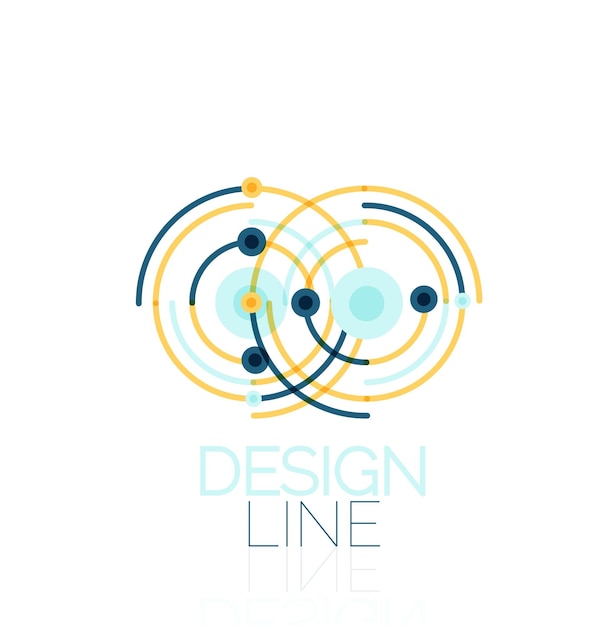 Remolino vectorial y círculos delinean un logotipo geométrico abstracto mínimo