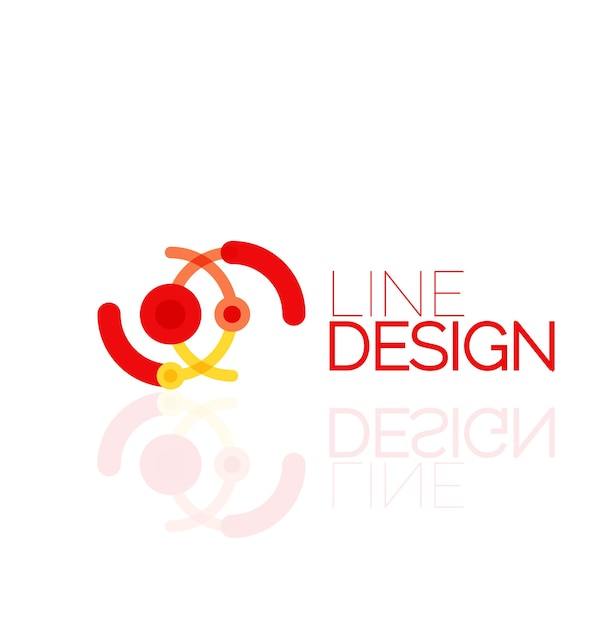 Remolino vectorial y círculos delinean un logotipo geométrico abstracto mínimo