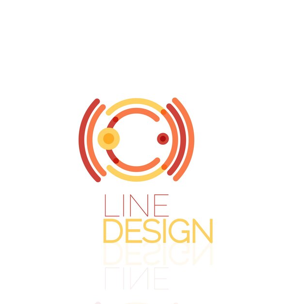 Remolino vectorial y círculos delinean un logotipo geométrico abstracto mínimo