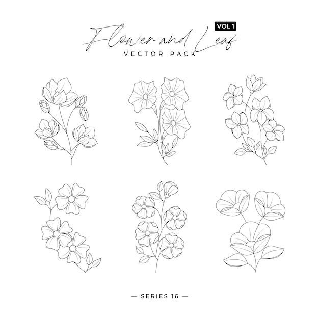 Remolinos de laurel hojas flores y ramas dibujo de arte de línea mínima para portada de impresión o papel tapiz