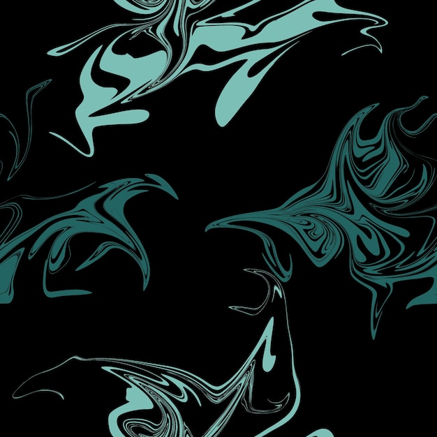 Los remolinos de teal en el arte fluido abstracto negro