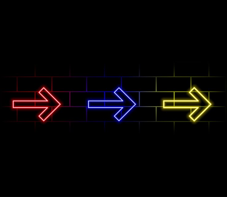 Vector render 3d abstracto minimalista fondo geométrico flecha de neón azul rosa símbolo lineal gráfico ascendente