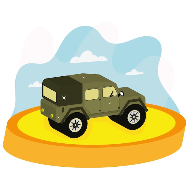 Vector render 3d aislado de un jeep verde ilustración vectorial