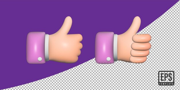 render 3d Como icono de pulgar hacia arriba Burbuja 3D como botón como concepto de retroalimentación de signo en la parte posterior transparente