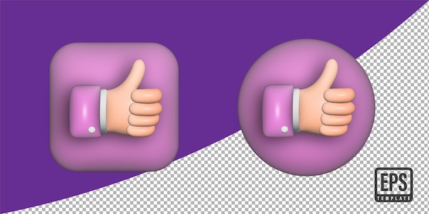 Vector render 3d como icono de pulgar hacia arriba burbuja 3d como botón como concepto de retroalimentación de signo en la parte posterior transparente