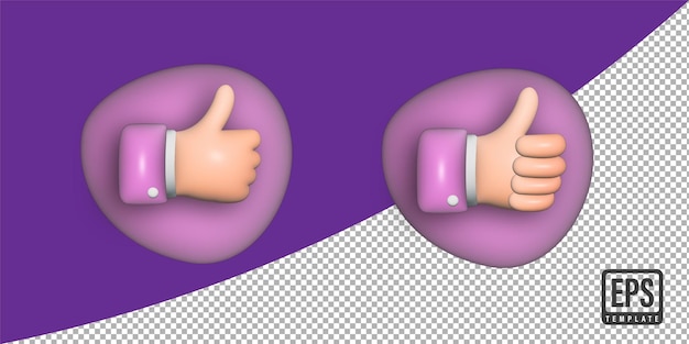 Render 3d como icono de pulgar hacia arriba burbuja 3d como botón como concepto de retroalimentación de signo en la parte posterior transparente