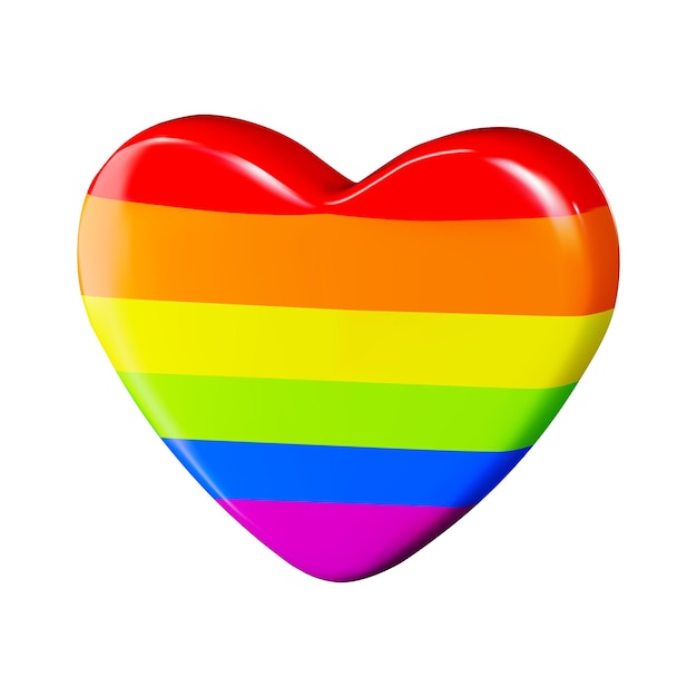 Render de un corazón con un arco iris lgbt Vector ilustración 3d