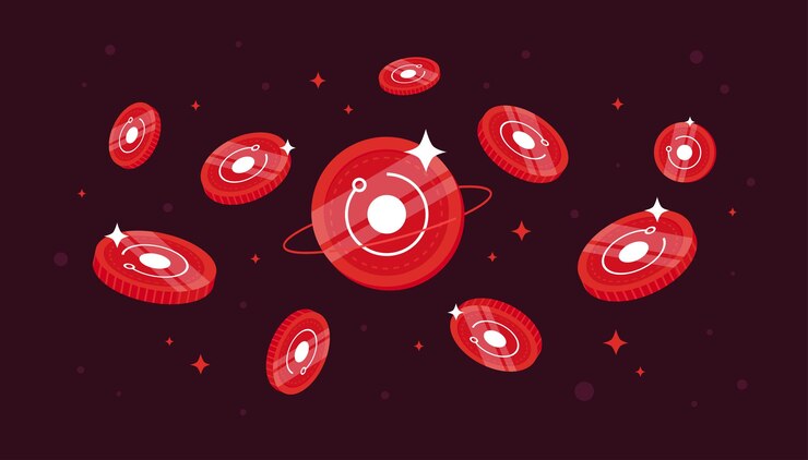 Vector render token rndr monedas cayendo del cielo fondo de banner de concepto de criptomoneda rndr