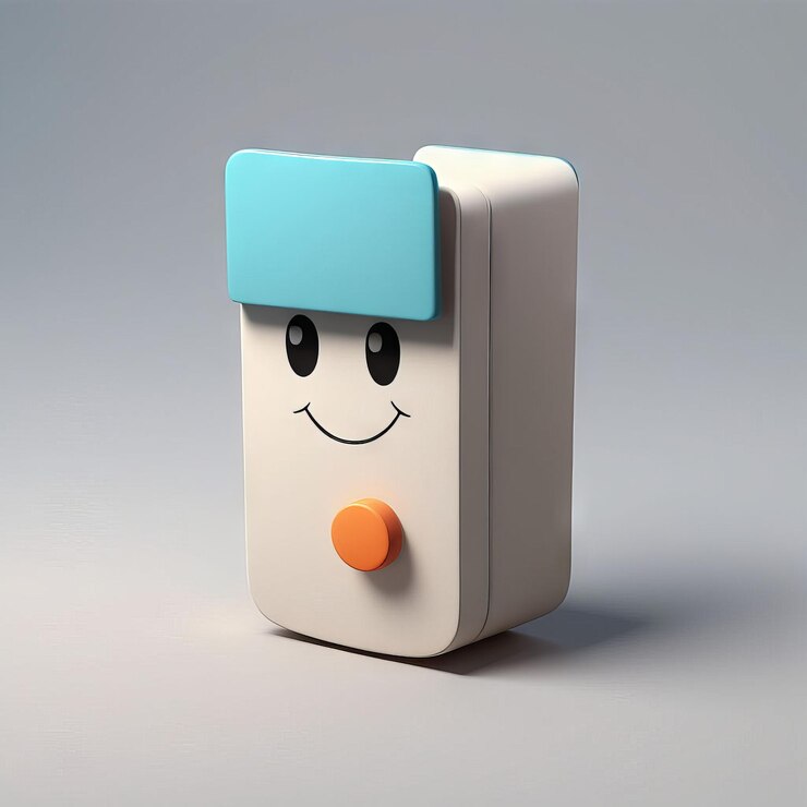 Vector rendering 3d del cubo con el símbolo de la cara sonriente feliz rendering 4d del cube con el símbolo del hap