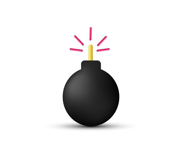 Rendering 3D único de icono vintage negro de bomba aislado en el vector