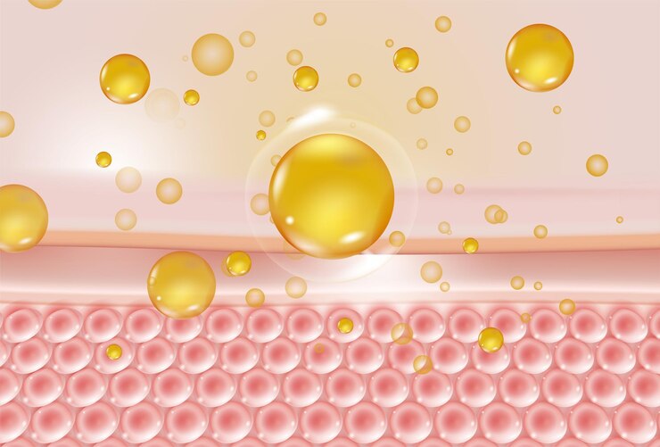 Vector renderización en 3d de cosméticos esenciales combinados con una ilustración de belleza vectorial de suero mágico
