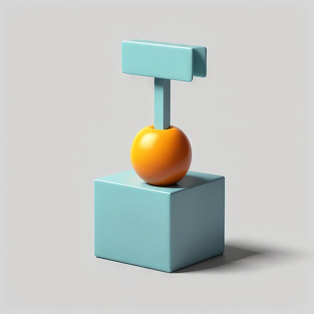 Vector renderización 3d de un fondo blanco abstracto de una esfera naranja y amarilla renderización 4d de un plano abstracto