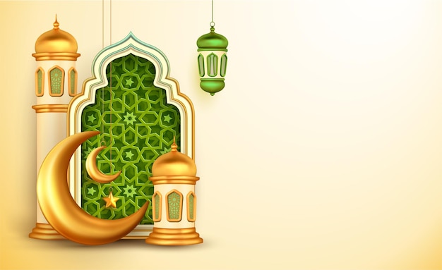 Vector renderización en 3d del fondo del ramadán
