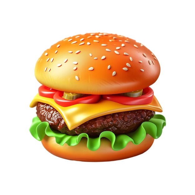 Vector renderización 3d de una hamburguesa aislada sobre un fondo blanco