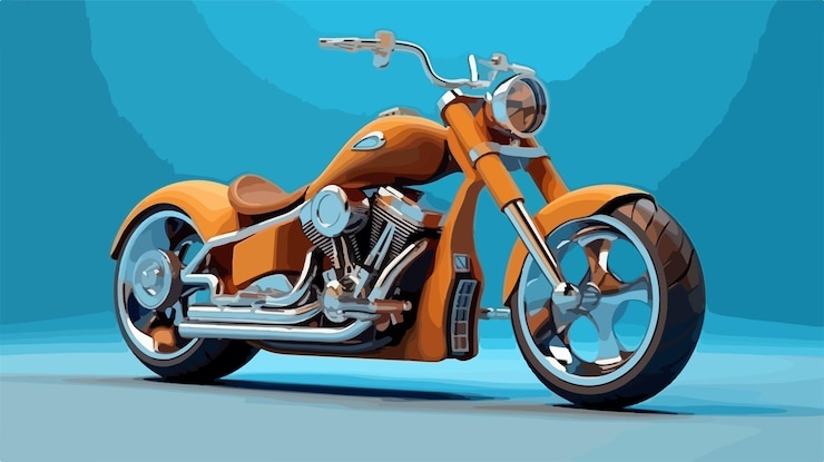 Vector renderización 3d de motocicleta marrón aislada en fondo azul