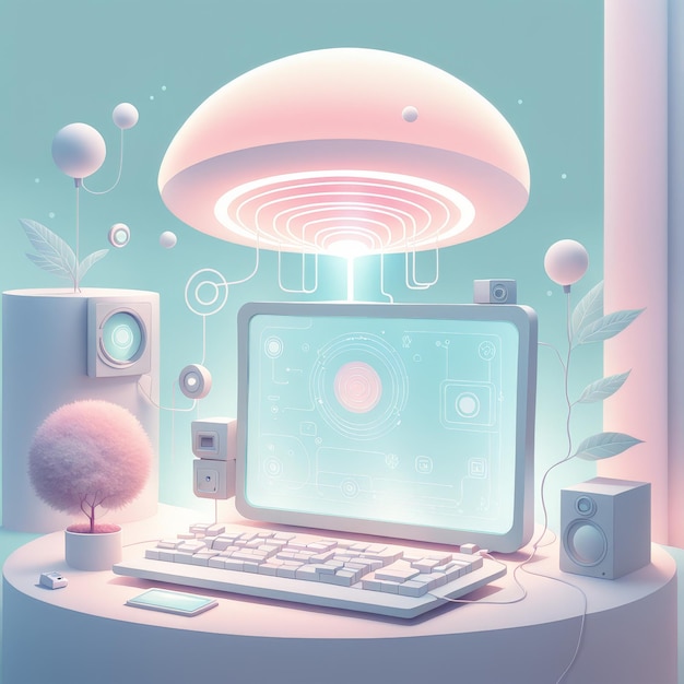 Renderización 3D de un teclado e ratón de ilustración generados por computadora