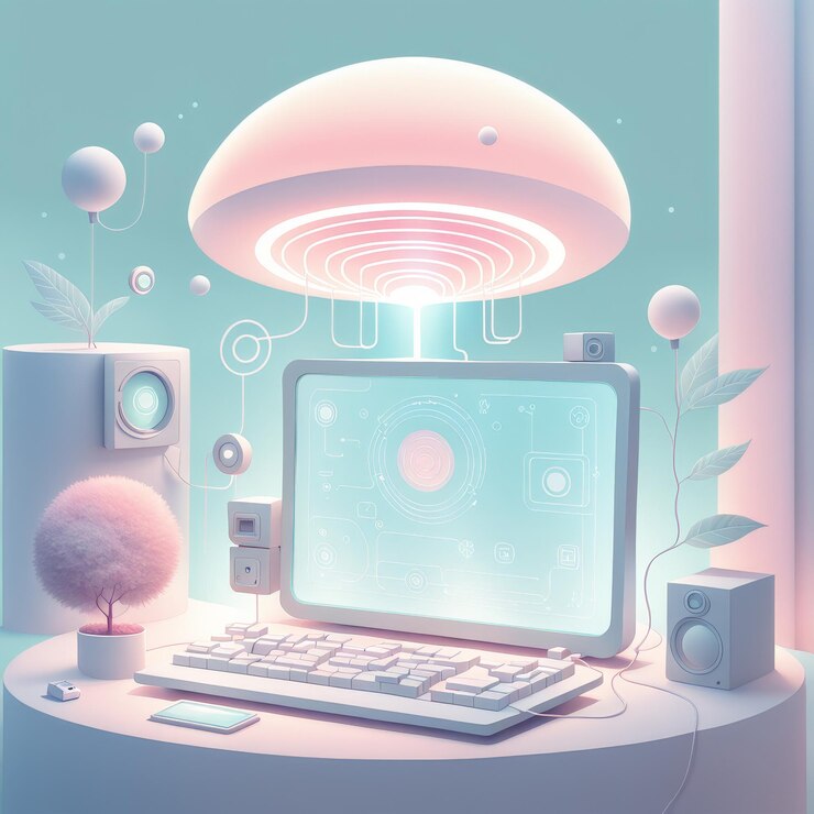 Vector renderización 3d de un teclado e ratón de ilustración generados por computadora