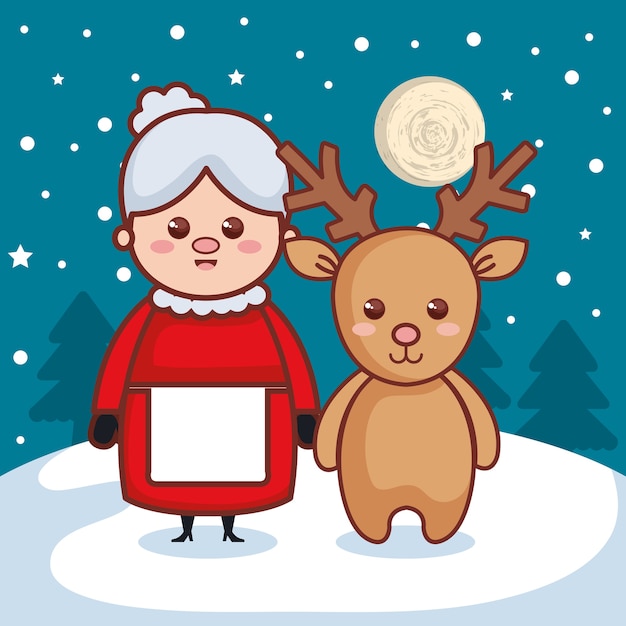Reno con abuela icono de personajes de navidad