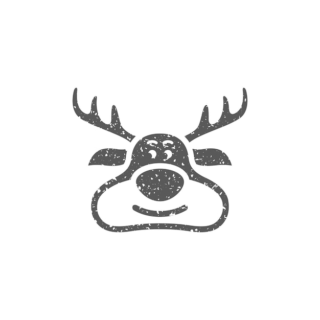 Reno el icono de los alces en la ilustración de vector de textura grunge