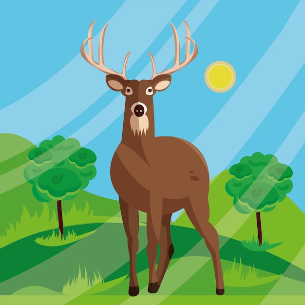 Vector reno lindo aislado en un fondo de safari ilustración vectorial